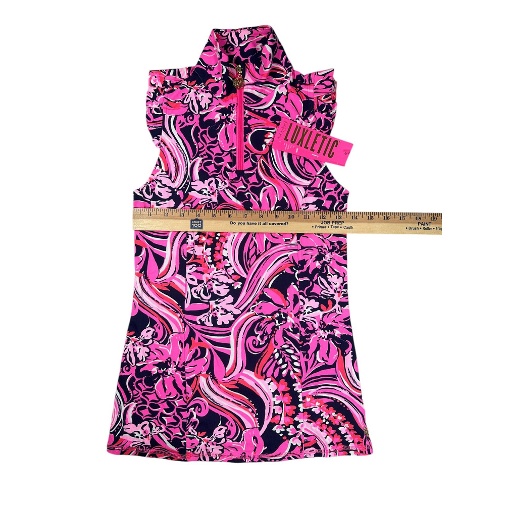 Lilly Pulitzer Luxletic Larissa Ruffle Half Zip XS Golf Top Sleeveless Preppy - Picture 7 of 12